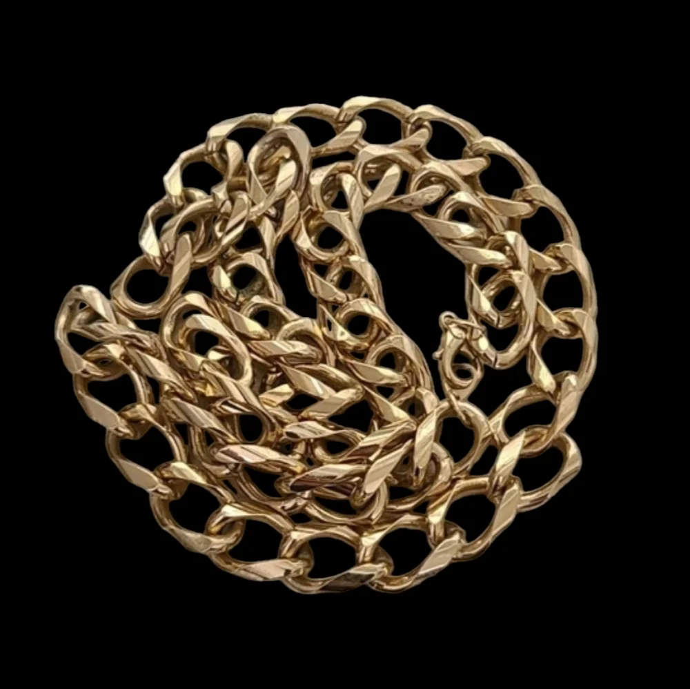 VINTAGE Y2K Cuban Link Chain 30” Gold Plated Hip Hop Chunky Necklace 90s - Picture 1 of 13